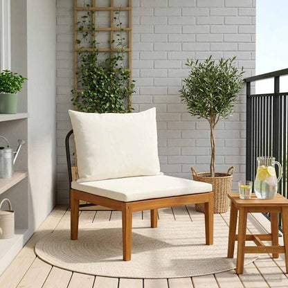 vidaXL Garden with Cushions Solid Acacia Wood & Rope Beige and Cream White
