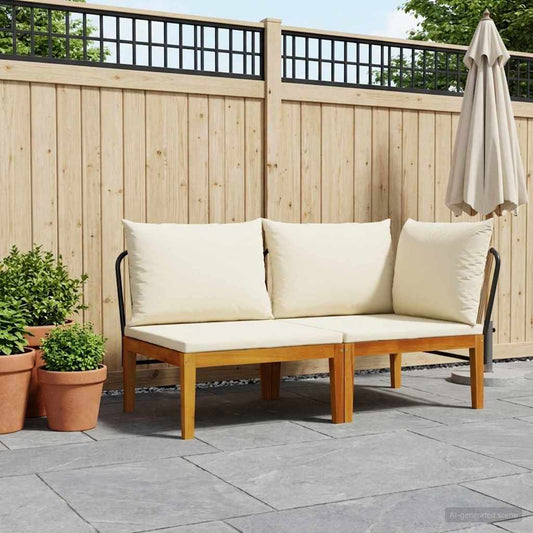 vidaXL 2 pcs Garden Lounge Set with Cushions Solid Acacia Wood & Rope 1