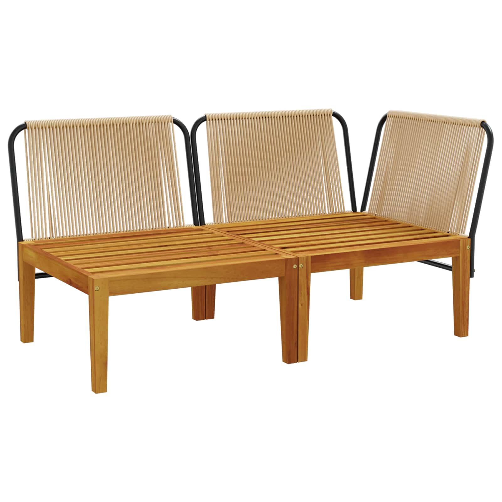 vidaXL 2 pcs Garden Lounge Set with Cushions Solid Acacia Wood & Rope 3