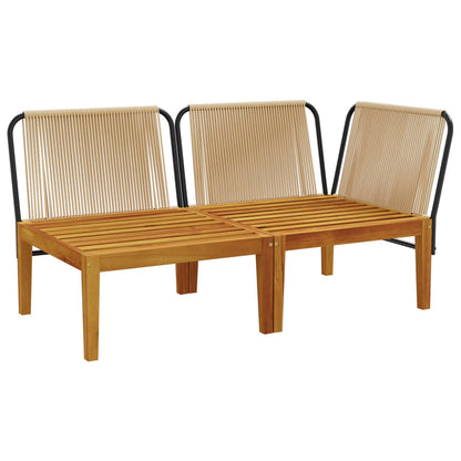 vidaXL 2 pcs Garden Lounge Set with Cushions Solid Acacia Wood & Rope 3