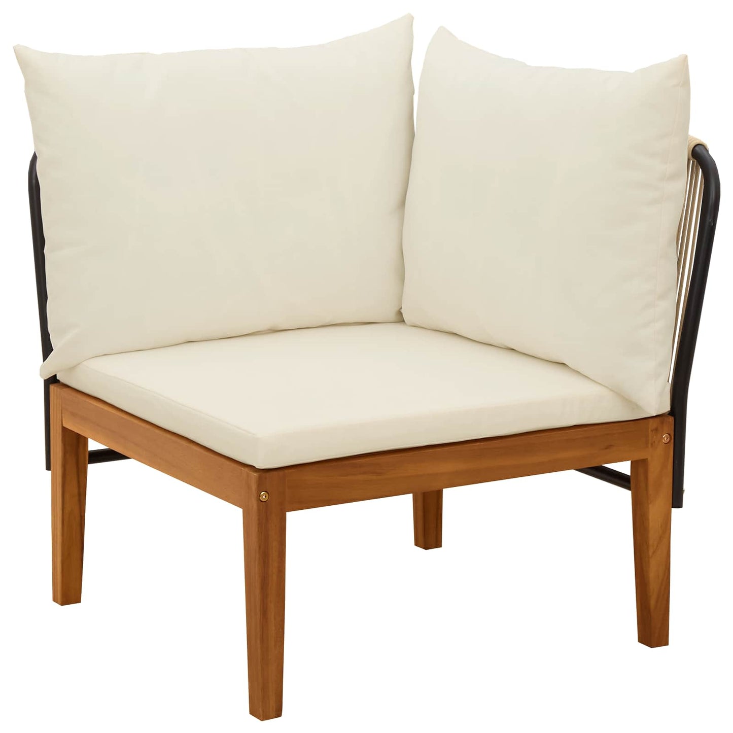 vidaXL 2 pcs Garden Lounge Set with Cushions Solid Acacia Wood & Rope 4