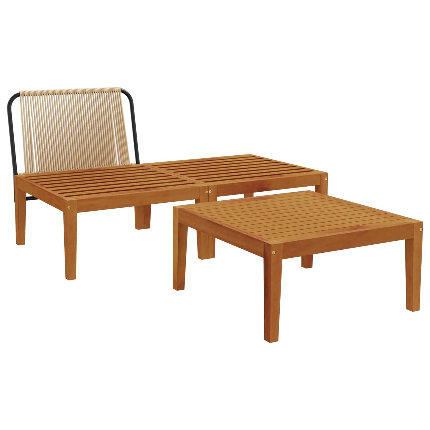 vidaXL 3 pcs Garden Lounge Set with Cushions Solid Acacia Wood & Rope 4