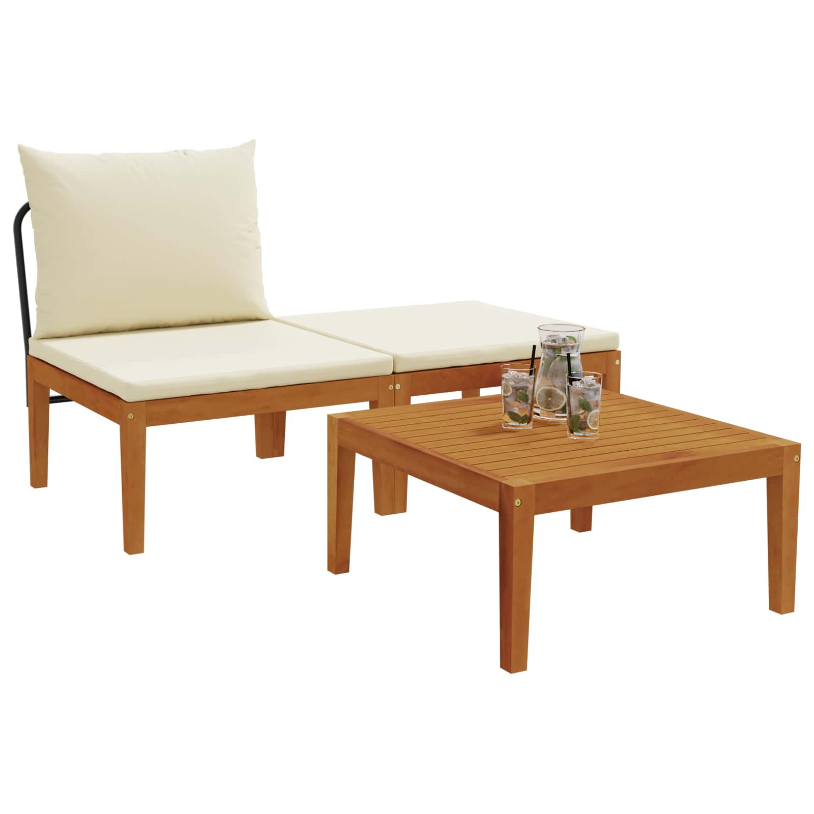 vidaXL 3 pcs Garden Lounge Set with Cushions Solid Acacia Wood & Rope 3