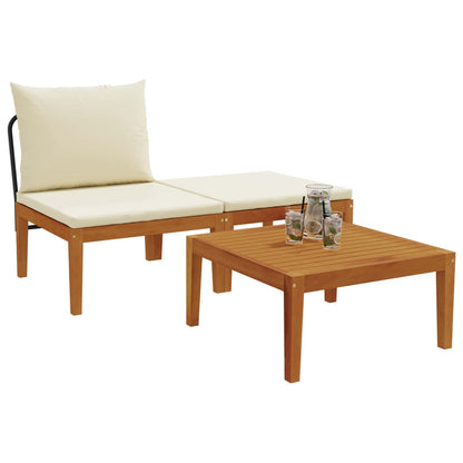 vidaXL 3 pcs Garden Lounge Set with Cushions Solid Acacia Wood & Rope 3