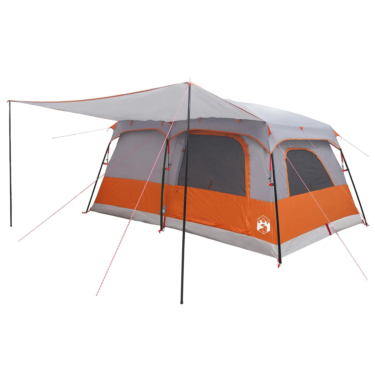 vidaXL Family Tent 16-Person Grey and Orange Polyester and Steel 3
