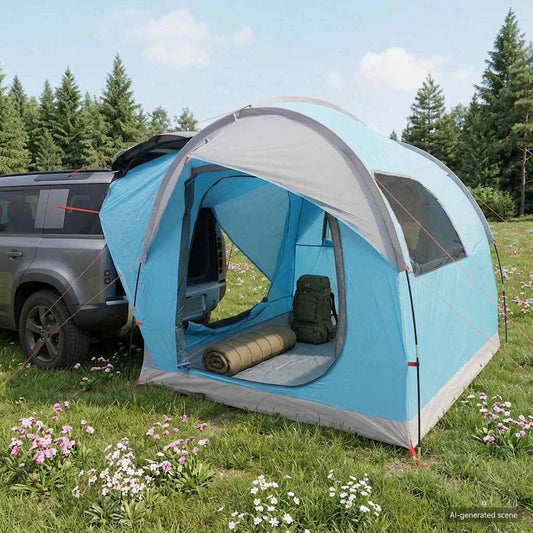 Car Tent 3-Person Polyester and Steel Blue