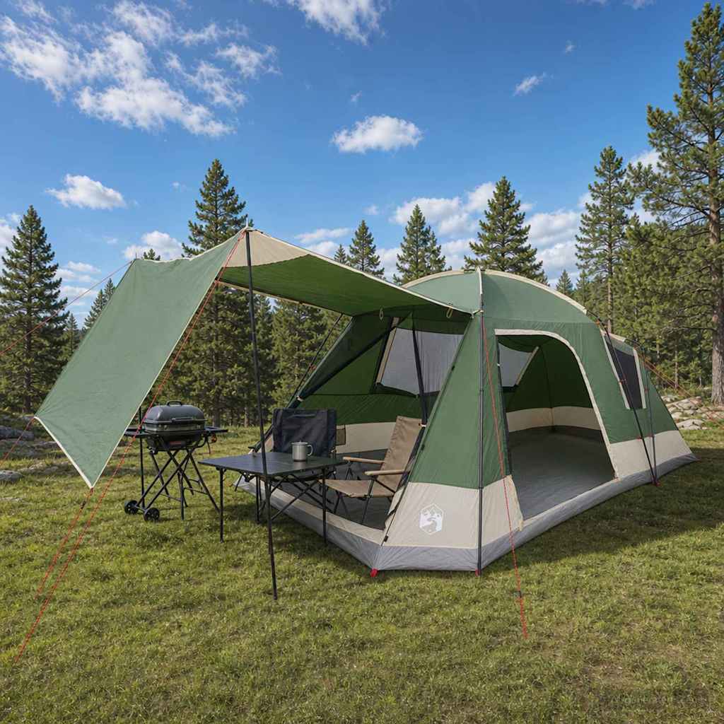 Cabin Tent Polyester and Steel Green 12-person