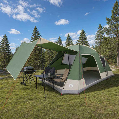 Cabin Tent Polyester and Steel Green 12-person
