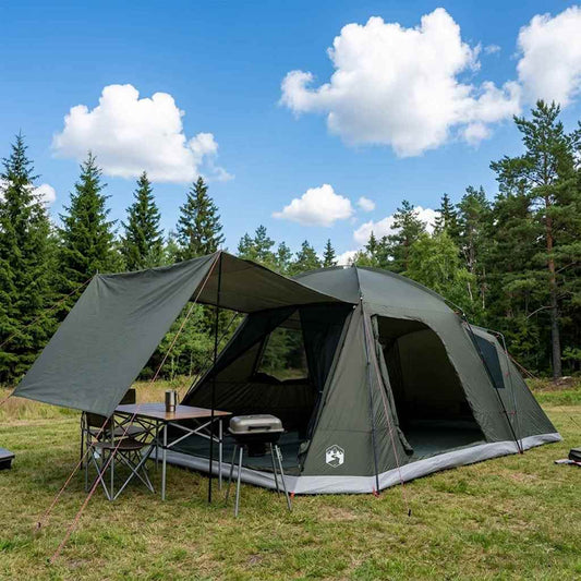 Cabin Tent Polyester and Steel Army green 12-person