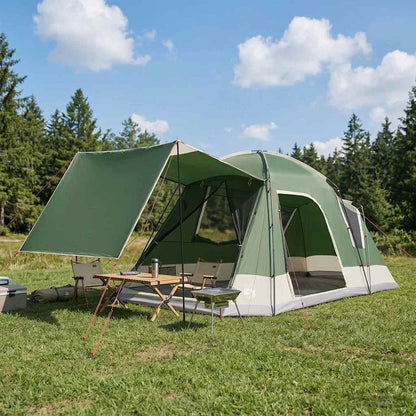 Cabin Tent Polyester and Steel Green 8-person
