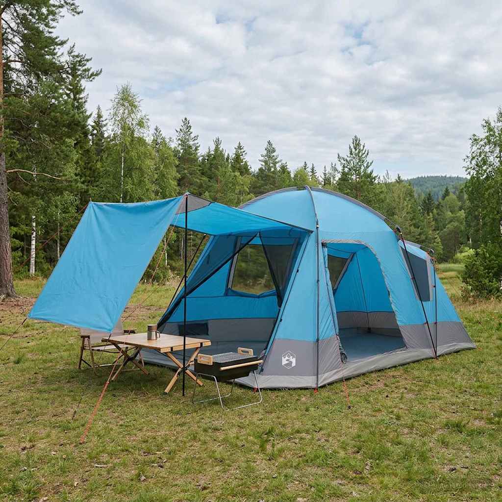 Cabin Tent Polyester and Steel Blue 8-person