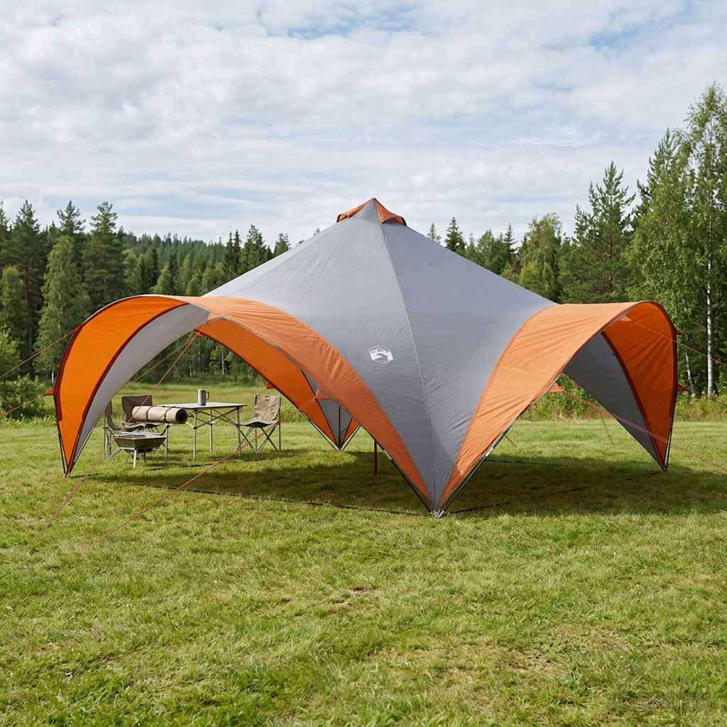 Party Tent 600 x 600 x 400 cm Polyester and Steel Width 600 cm Grey and orange