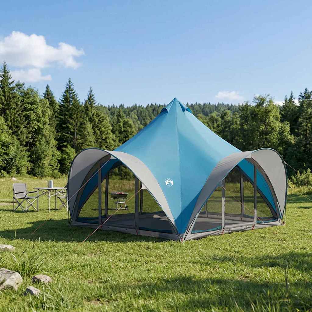 vidaXL Tipi Tent 6.0-Person Blue Polyester and Steel 1