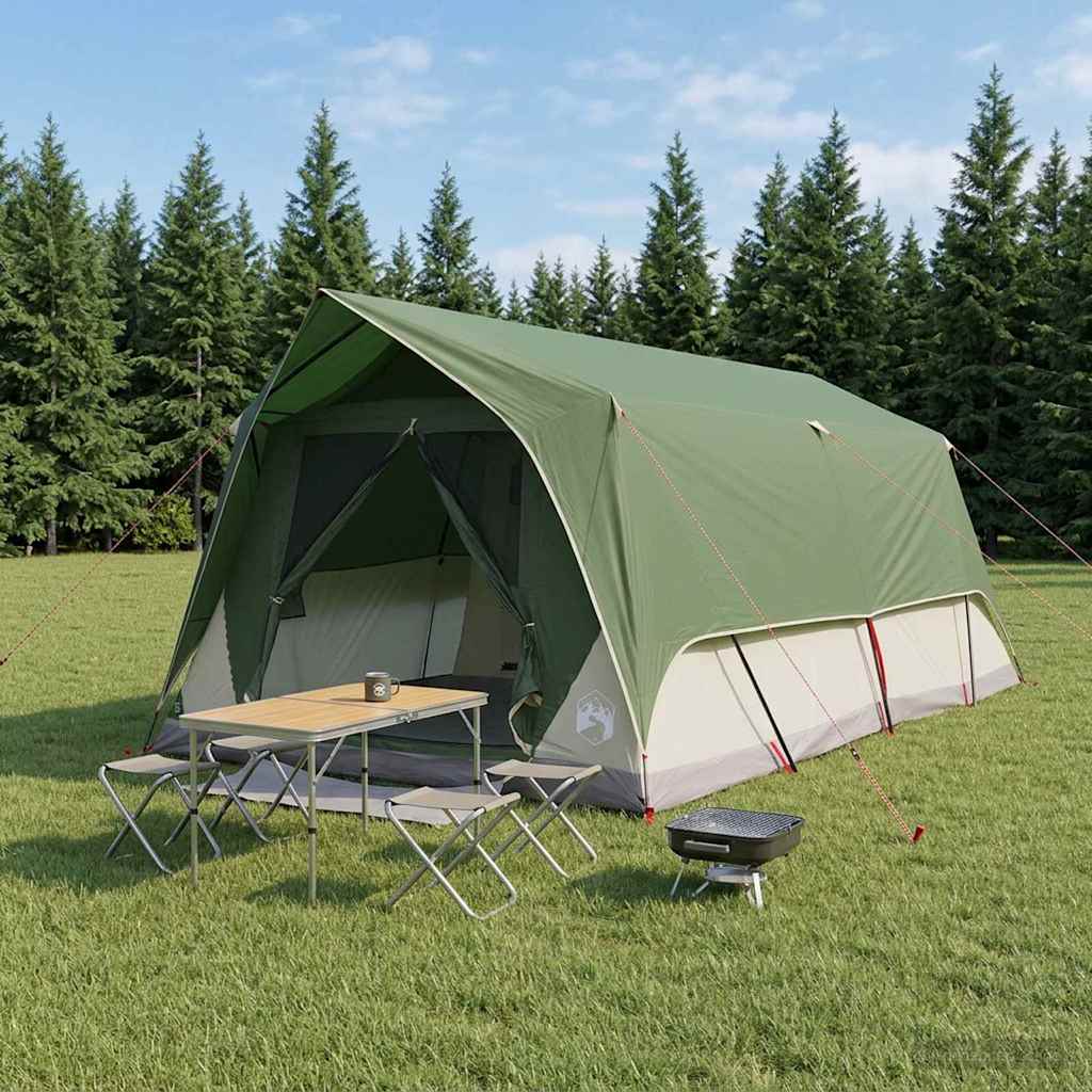 vidaXL Tunnel Tent with Roof Green 10-Person Polyester and Steel 1