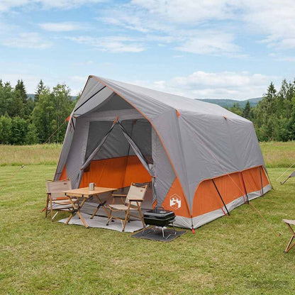 vidaXL Tunnel Tent Grey and Orange 10-Person Polyester and Steel 1