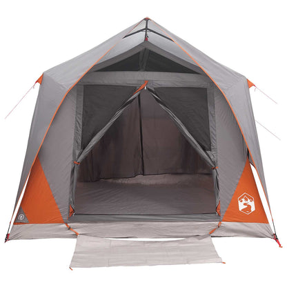vidaXL Tunnel Tent Grey and Orange 10-Person Polyester and Steel 4