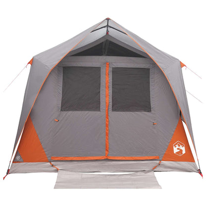 vidaXL Tunnel Tent Grey and Orange 10-Person Polyester and Steel 5