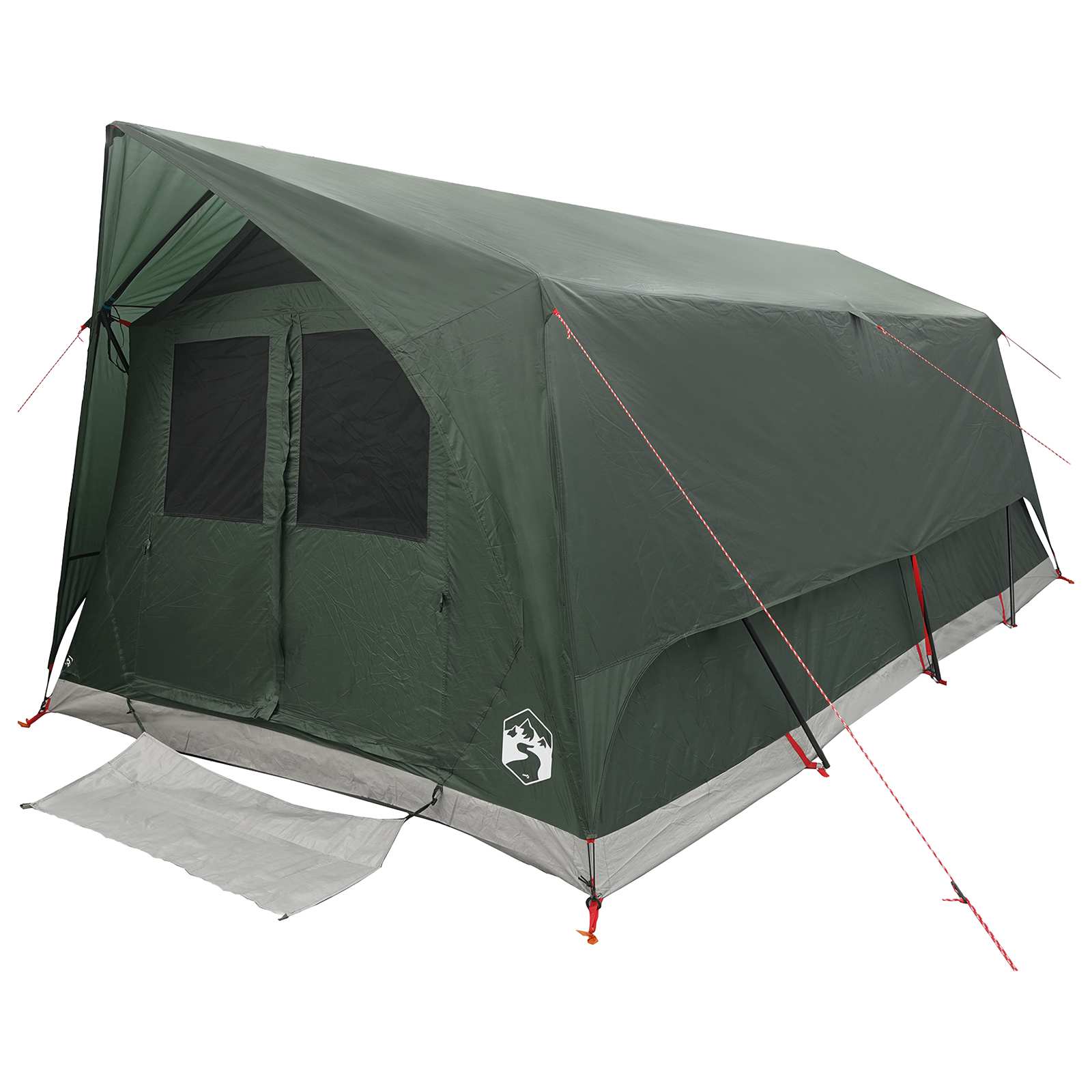 vidaXL Tunnel Tent with Roof Army green 10-Person Polyester and Steel 3