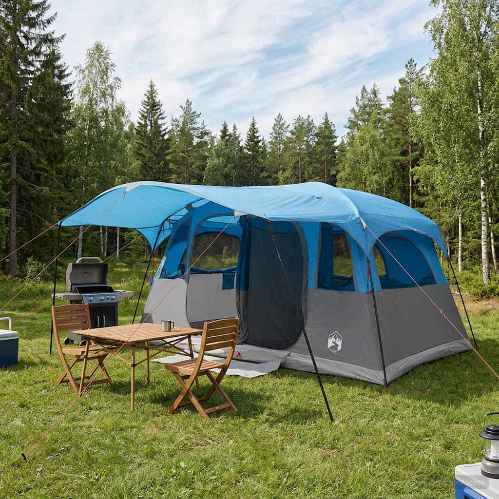 vidaXL Tunnel Tent 6-Person Blue Polyester and Steel 1