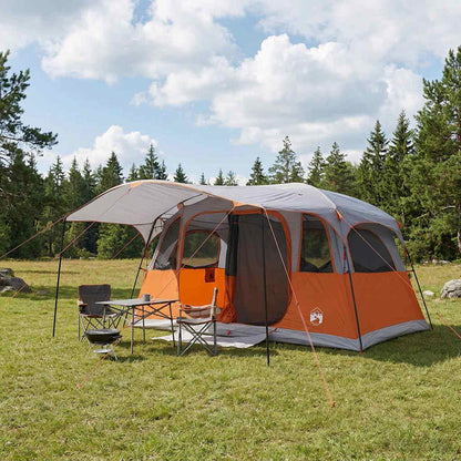 vidaXL Tunnel Tent 6-Person Grey and Orange Polyester and Steel 1