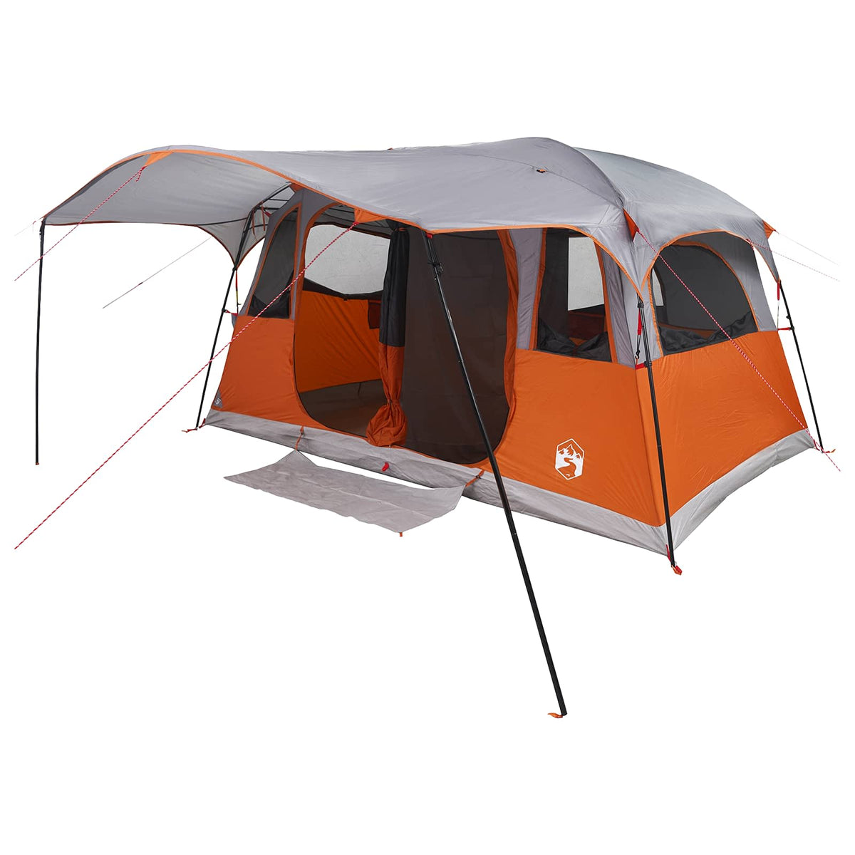 vidaXL Tunnel Tent 6-Person Grey and Orange Polyester and Steel 2
