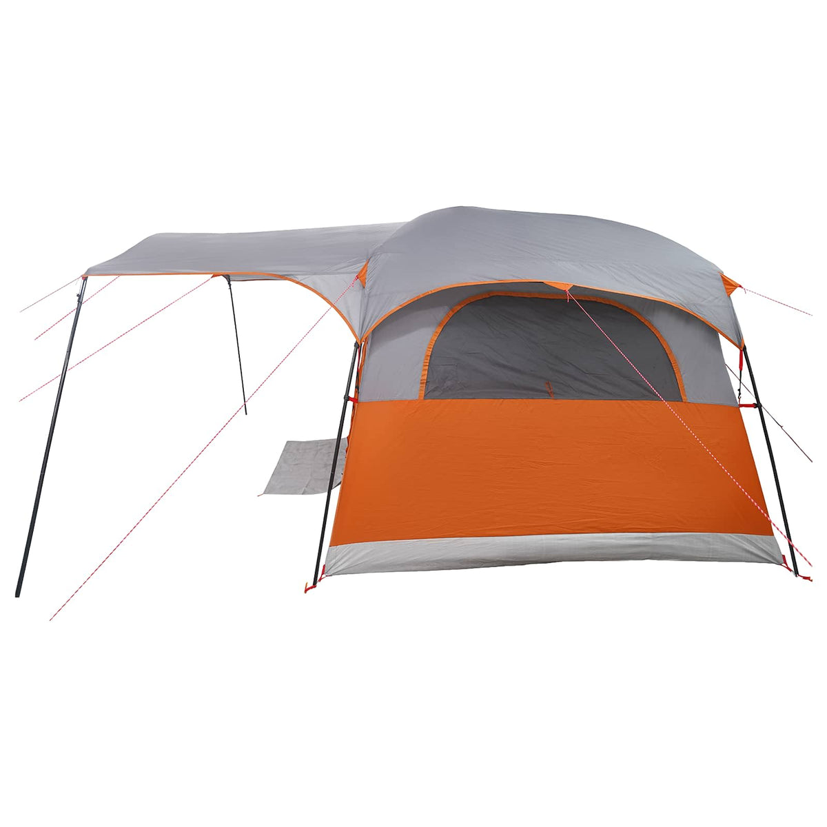 vidaXL Tunnel Tent 6-Person Grey and Orange Polyester and Steel 6