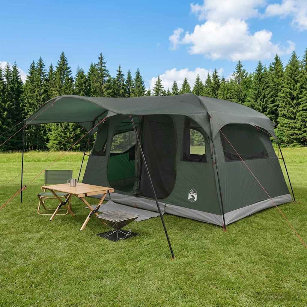vidaXL Tunnel Tent 6-Person Army Green Polyester and Steel 1
