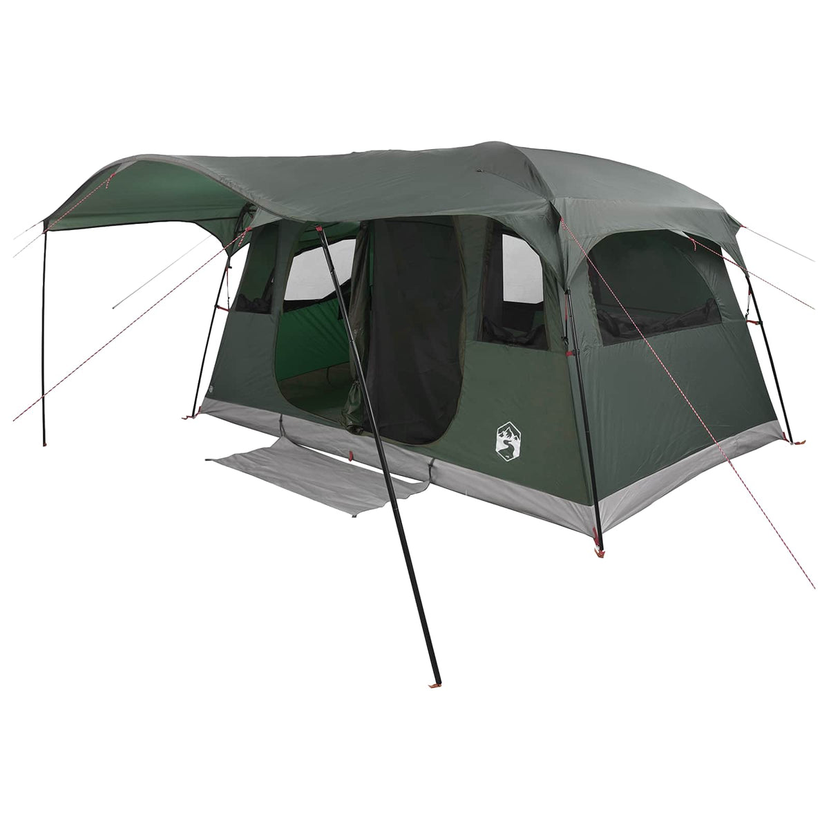 vidaXL Tunnel Tent 6-Person Army Green Polyester and Steel 2