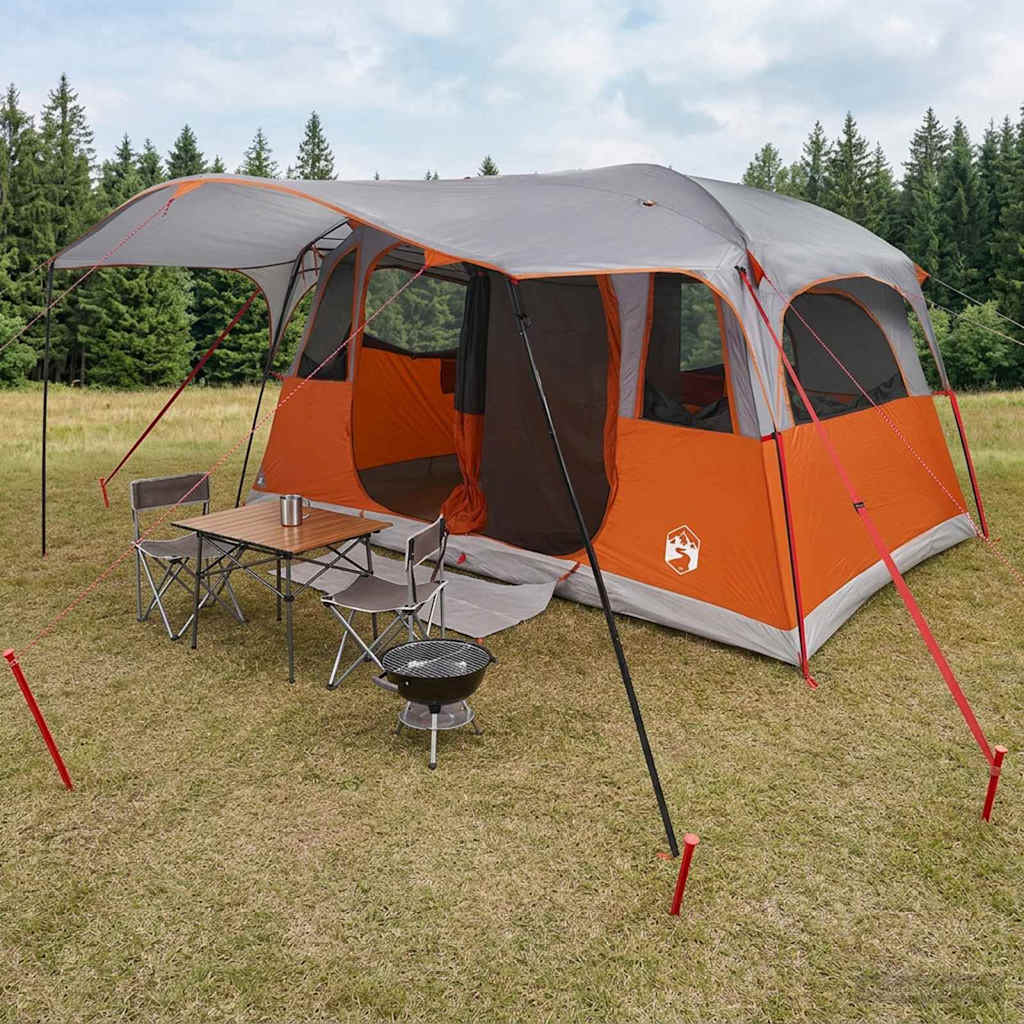 vidaXL Tunnel Tent with Roof Grey and Orange 427 x 305 x 205 cm 1