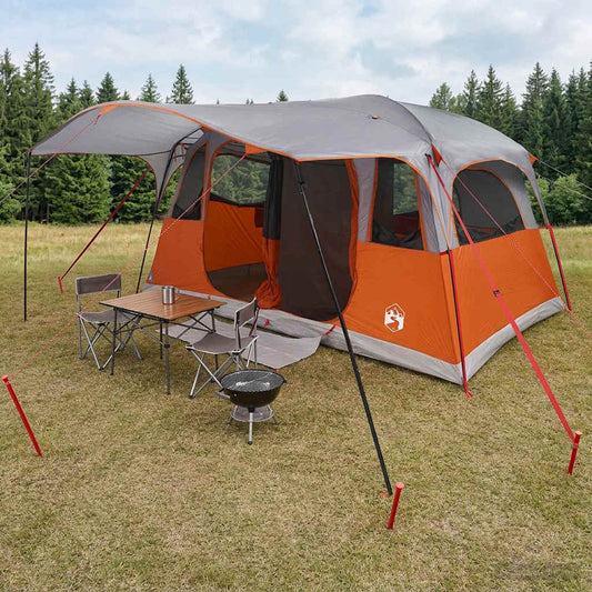 vidaXL Tunnel Tent with Roof Grey and Orange 427 x 305 x 205 cm 1