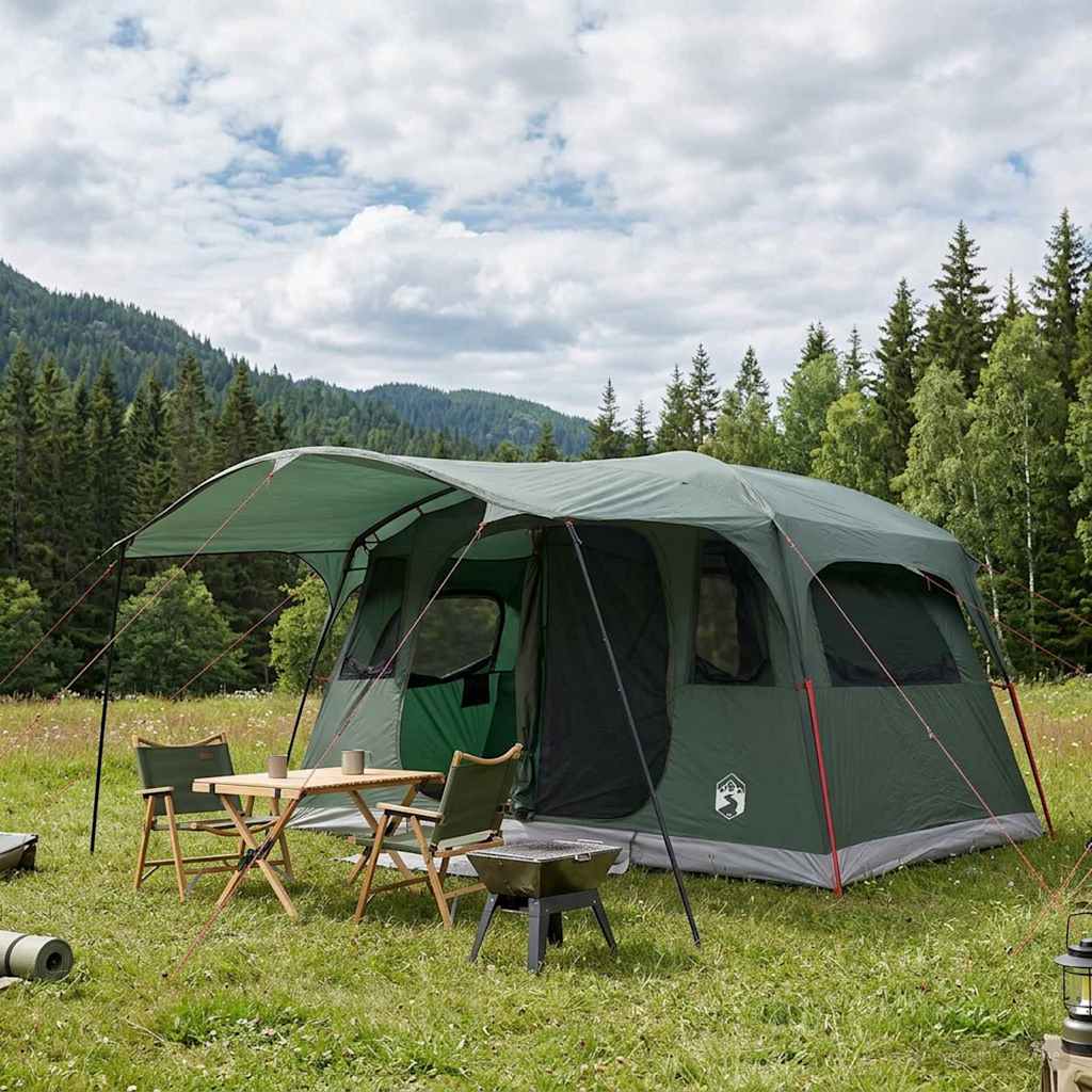 vidaXL Tunnel Tent Army Green 427 x 305 x 205 cm Polyester and Steel 1