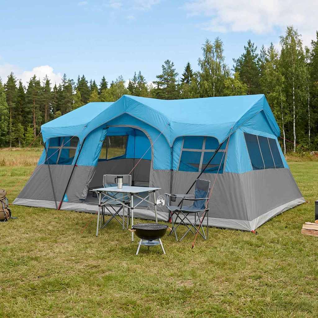 vidaXL Family Tent 487 x 340 x 216 cm Blue Polyester and Steel 1