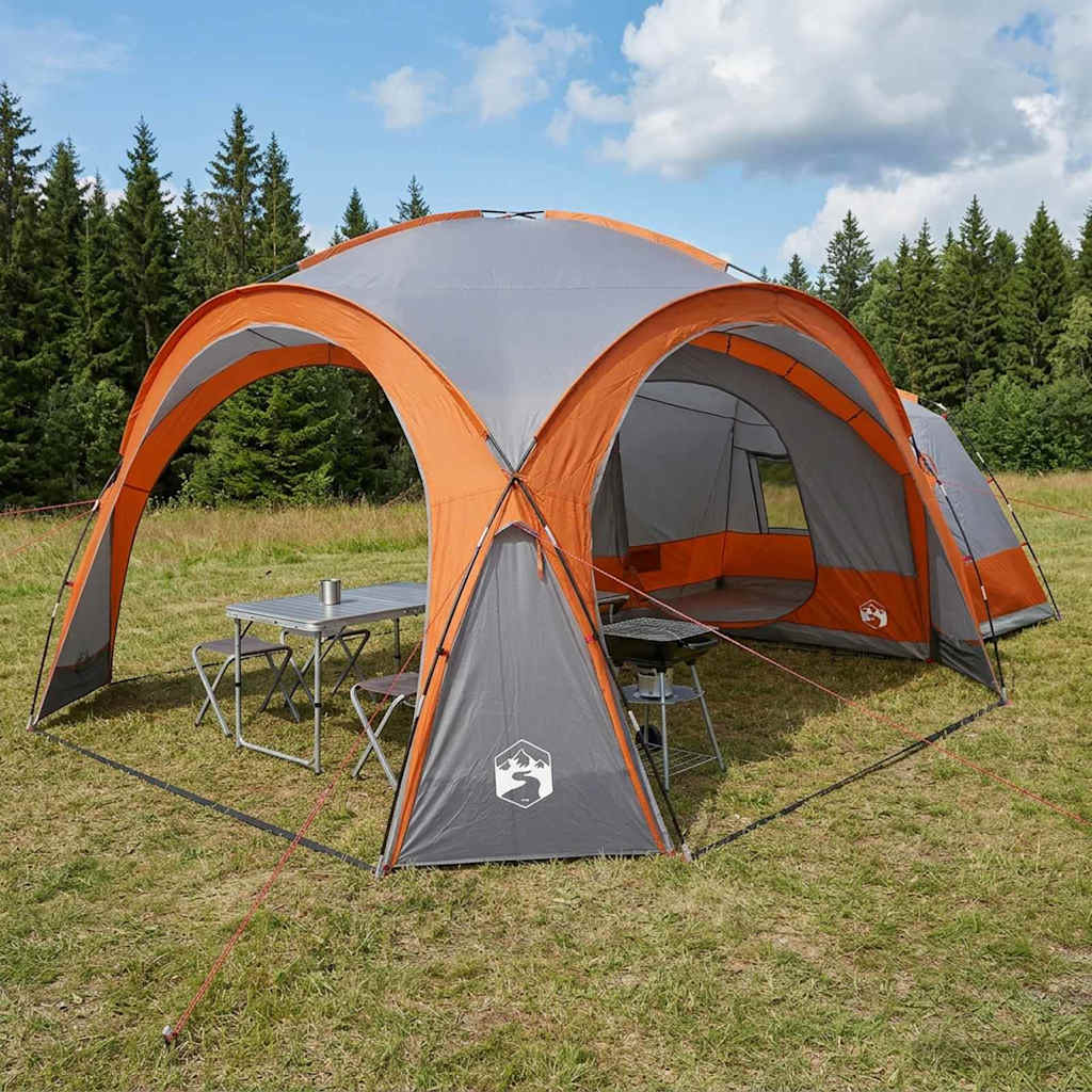 vidaXL Side Tent with Roof Grey and Orange 410 x 410 x 250 cm 1