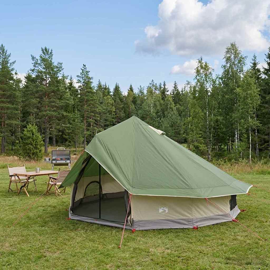 vidaXL Tipi Tent 18-Person Green Polyester and Steel 1
