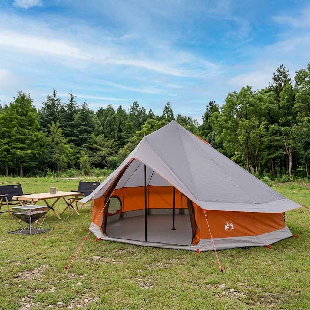 vidaXL Tipi Tent 18-Person Grey and Orange Polyester and Steel 1
