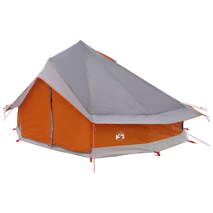 vidaXL Tipi Tent 18-Person Grey and Orange Polyester and Steel 4