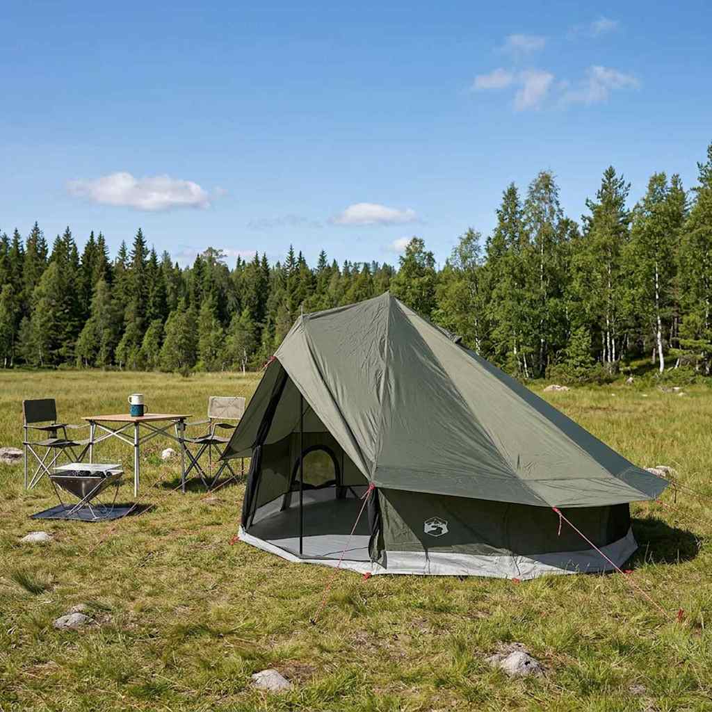 vidaXL Tipi Tent 18-Person Army Green Polyester and Steel 1