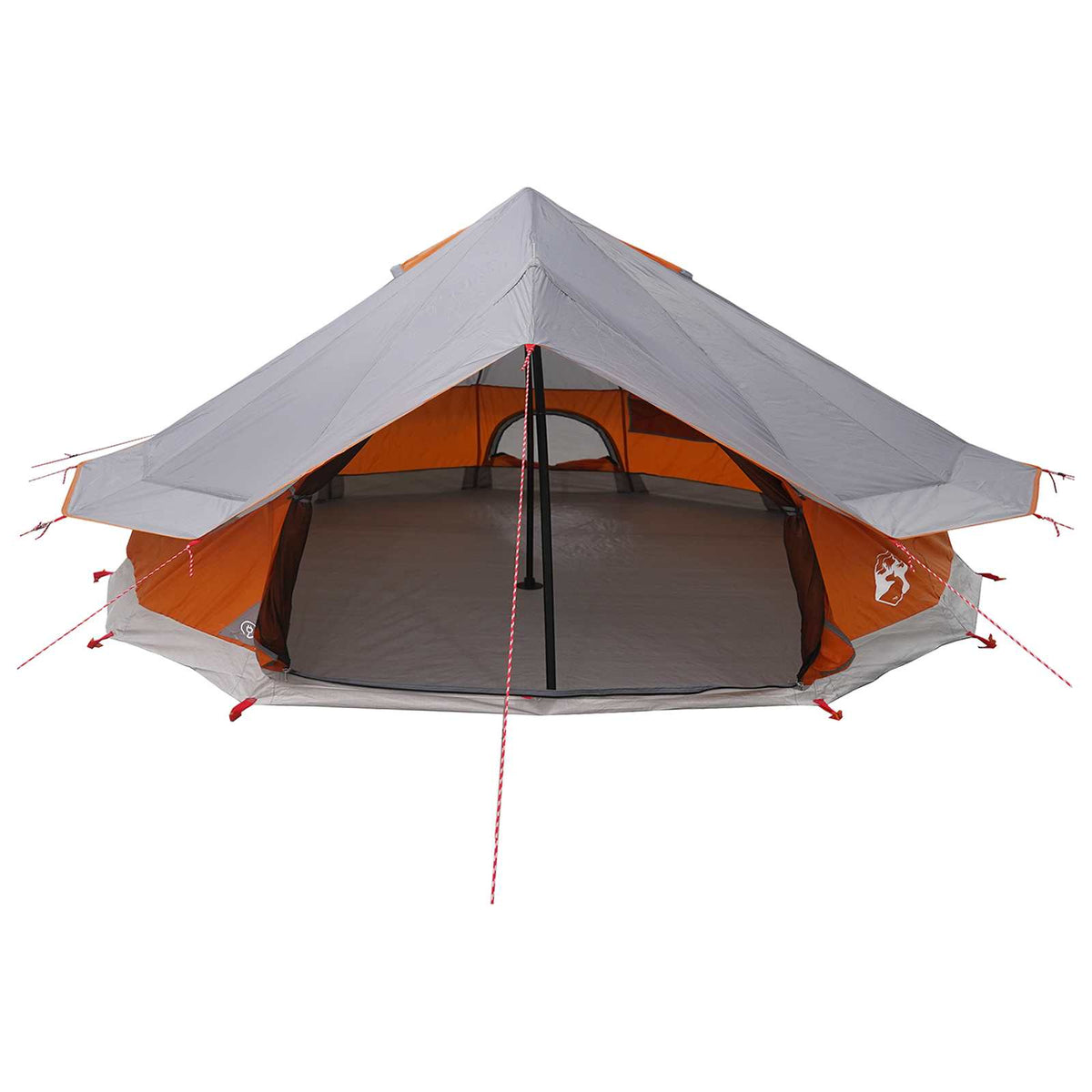 vidaXL Tipi Tent 20-Person Grey and Orange Polyester and Steel 4