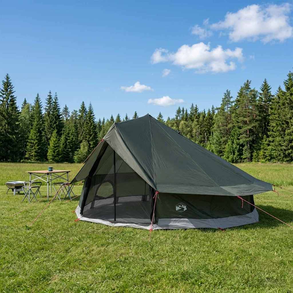 vidaXL Tipi Tent 20-Person Army Green Polyester and Steel 1