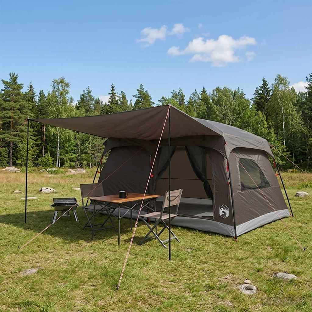 vidaXL Family Tent 10-Person Brown Grey Polyester and Steel 1