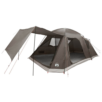 vidaXL Cabin Tent with Roof Brown grey 12-Person Polyester and Steel 2