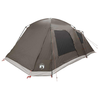 vidaXL Cabin Tent with Roof Brown grey 12-Person Polyester and Steel 3