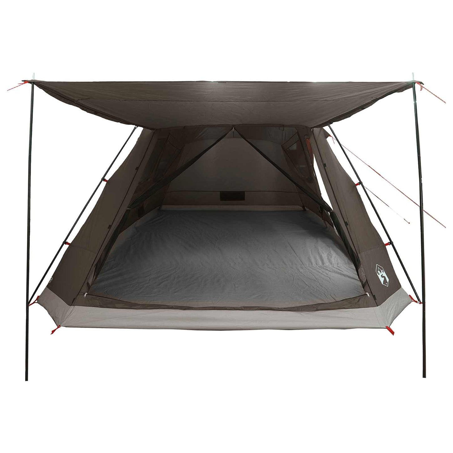 vidaXL Cabin Tent with Roof Brown grey 12-Person Polyester and Steel 4