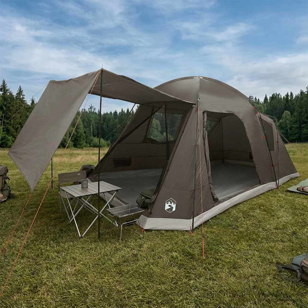 Cabin Tent Polyester and Steel Brown and grey 8-person