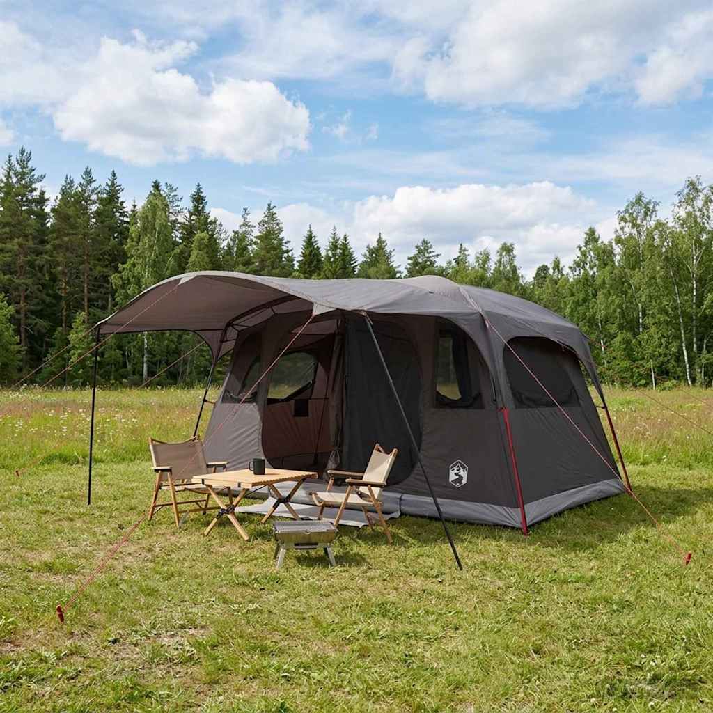 vidaXL Tunnel Tent Brown Grey 427 x 305 x 205 cm Polyester and Steel 1