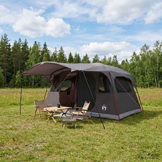 vidaXL Tunnel Tent Brown Grey 427 x 305 x 205 cm Polyester and Steel 1