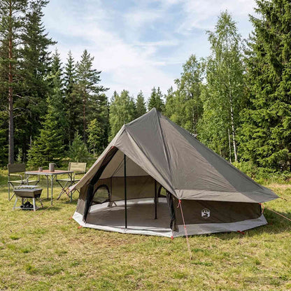 vidaXL Tipi Tent 18-Person Brown Grey Polyester and Steel 1