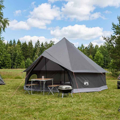 vidaXL Tipi Tent 12-Person Brown Grey Polyester and Steel 1