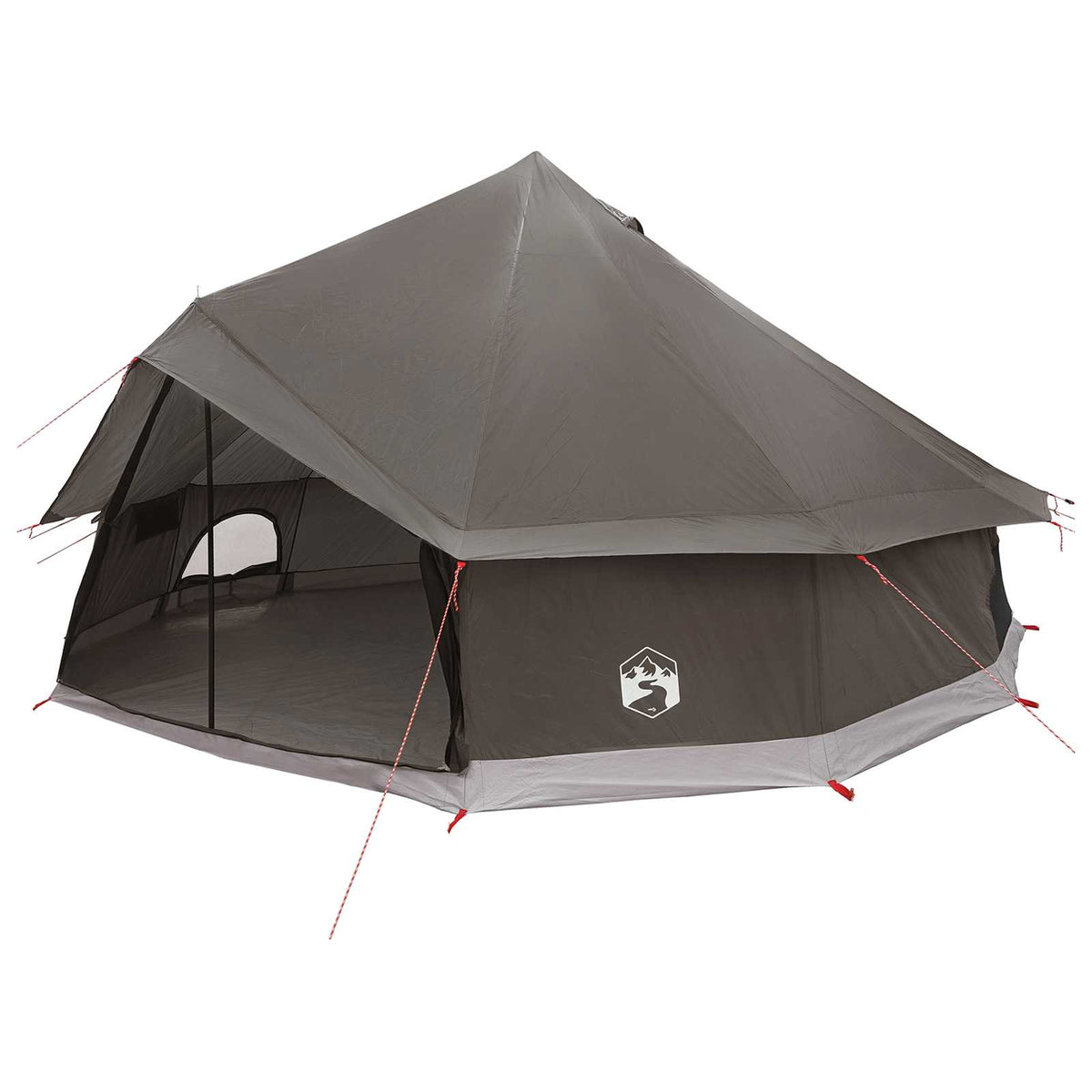 vidaXL Tipi Tent 12-Person Brown Grey Polyester and Steel 2