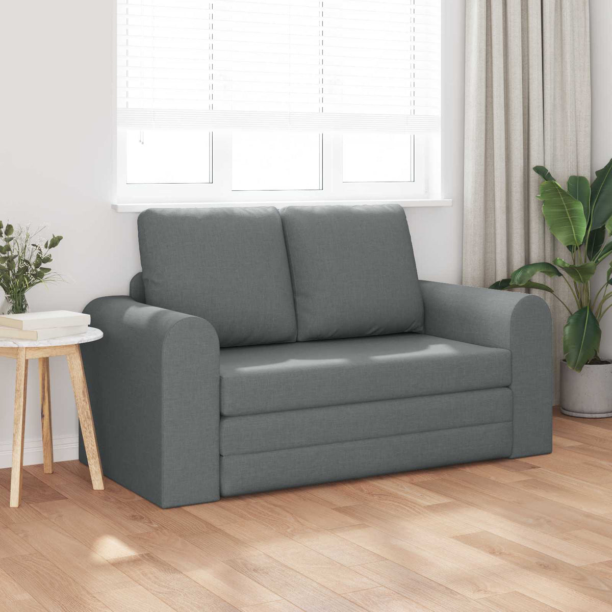 Folding Sofa Bed 148 x 71 x 83 cm Fabric Dark grey